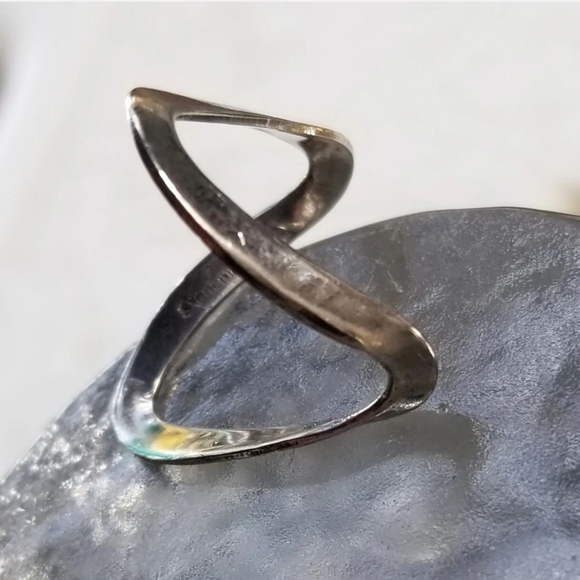 Vintage Sterling Silver abstract design ring unique unusual signed - Picture 8 of 11